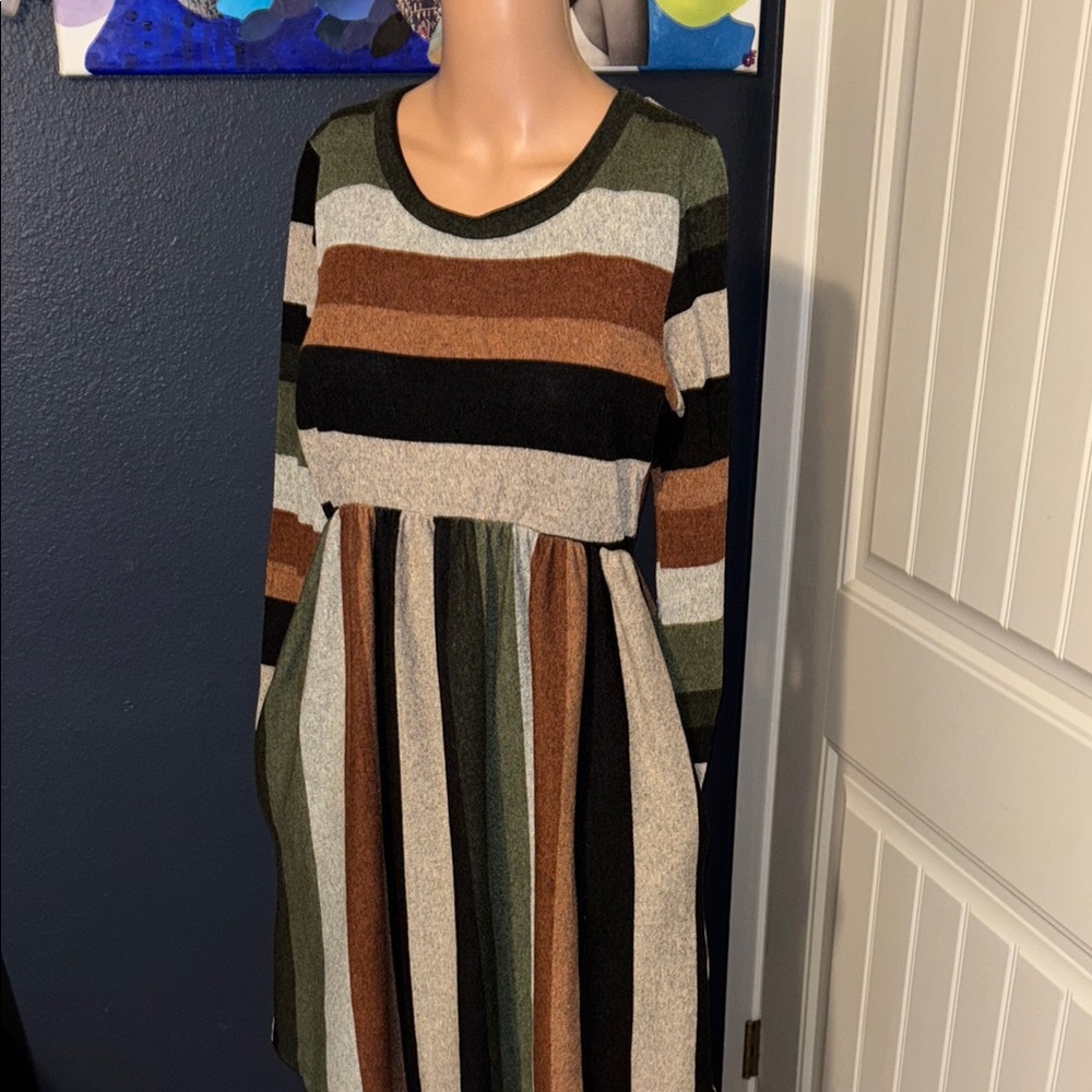 Striped Long Sleeve Sweater Dress